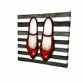 Begin Home Decor 16 x 16 in. Red Glossy Shoes on Striped Background-Print on Canvas 2080-1616-FA5